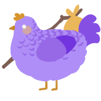 A lilac and blurple chicken with a half-lace pattern