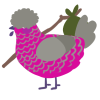 A fuchsia and ash chicken with a lace pattern