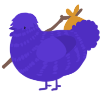 A indigo chicken with a bar pattern