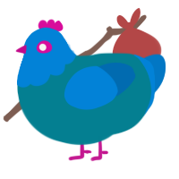 A sea and sapphire chicken with a head pattern
