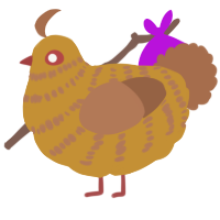 A gold and brown chicken with a bar pattern