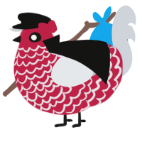 A crimson and mist chicken with a lace pattern