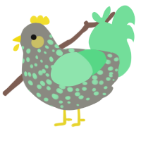 A ash and spring chicken with a speckle pattern