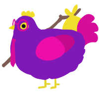A violet and fuchsia chicken