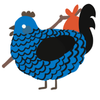 A sapphire and black chicken with a lace pattern