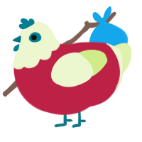 A crimson and apple chicken with a head pattern