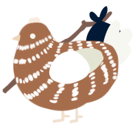 A brown and white chicken with a bar pattern