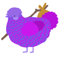 A blurple and amethyst chicken with a lace pattern