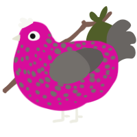 Crunkle, a fuchsia and grey chicken with a speckle pattern