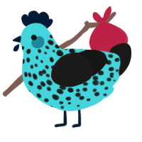 A aqua and sable chicken with a speckle pattern