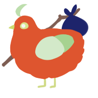 A vermilion and gluppy chicken