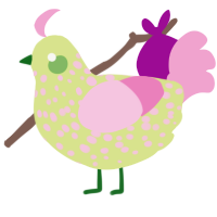 A lemon and pink chicken with a speckle pattern