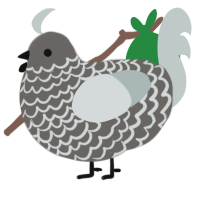 Grey guy, a grey and silver chicken with a lace pattern