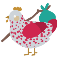 A mist and crimson chicken with a speckle pattern
