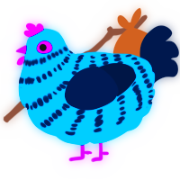 A sky and tumblr chicken with a bar pattern