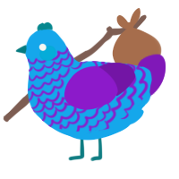 A sky and violet chicken with a lace pattern