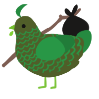 A olive and viridian chicken with a lace pattern