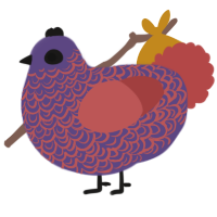 A overcast and red chicken with a double-lace pattern