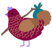 A maroon and brown chicken with a lace pattern