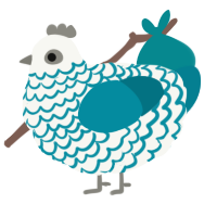 A white and sea chicken with a lace pattern