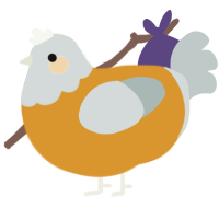 A orange and silver chicken with a head pattern