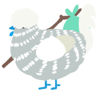 A silver and white chicken with a bar pattern
