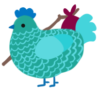 A turquoise and aqua chicken with a lace pattern