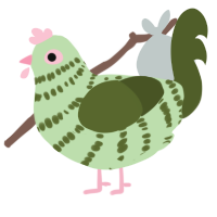 A gluppy and olive chicken with a bar pattern