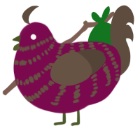 A wine and bark chicken with a bar pattern
