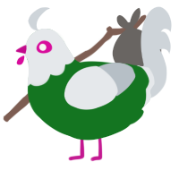 A leaf and mist chicken with a head pattern