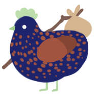 A navy and russet chicken with a speckle pattern