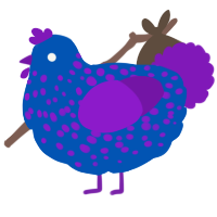 A ultramarine and violet chicken with a speckle pattern