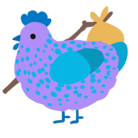 A lilac and cerulean chicken with a speckle pattern