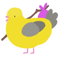 A yellow and ash chicken