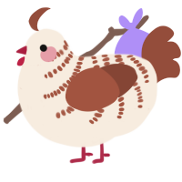 A cream and russet chicken with a half-bar pattern