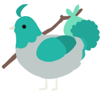 A silver and turquoise chicken with a head pattern