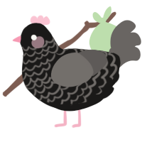 A sable and grey chicken with a lace pattern