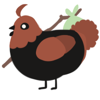 A sable and russet chicken with a head pattern