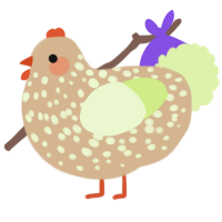 A beige and apple chicken with a speckle pattern
