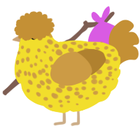 A yellow and gold chicken with a speckle pattern