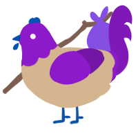 BehindTheSlaughter, a beige and violet chicken with a head pattern