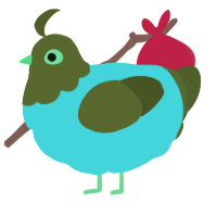 A aqua and olive chicken with a head pattern