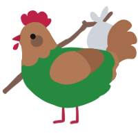 A viridian and brown chicken with a head pattern