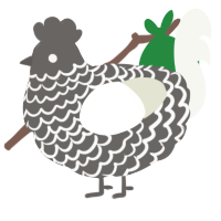A grey and white chicken with a lace pattern