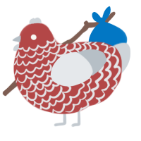 A red and mist chicken with a lace pattern