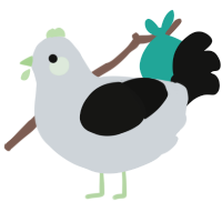 Winter, a mist and black chicken
