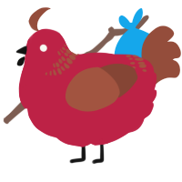 A crimson and russet chicken with a neck-band pattern