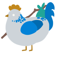 A mist and sapphire chicken with a neck-speckle pattern