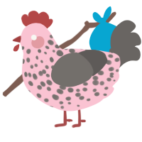 A rose and grey chicken with a speckle pattern