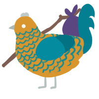 A orange and sea chicken with a lace pattern
